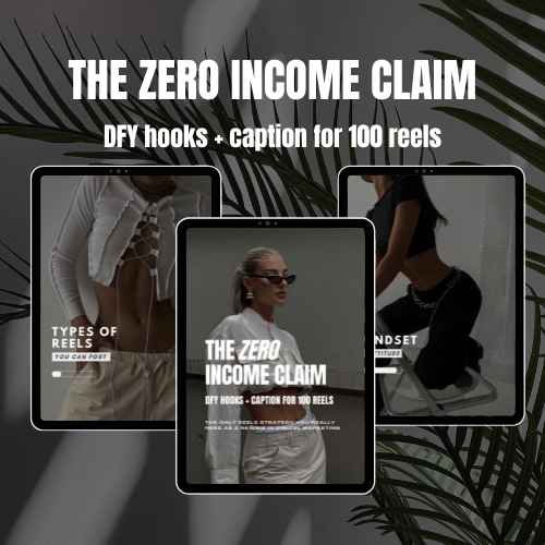 THE ZERO INCOME CLAIM - DFY hooks + caption for 100 reels